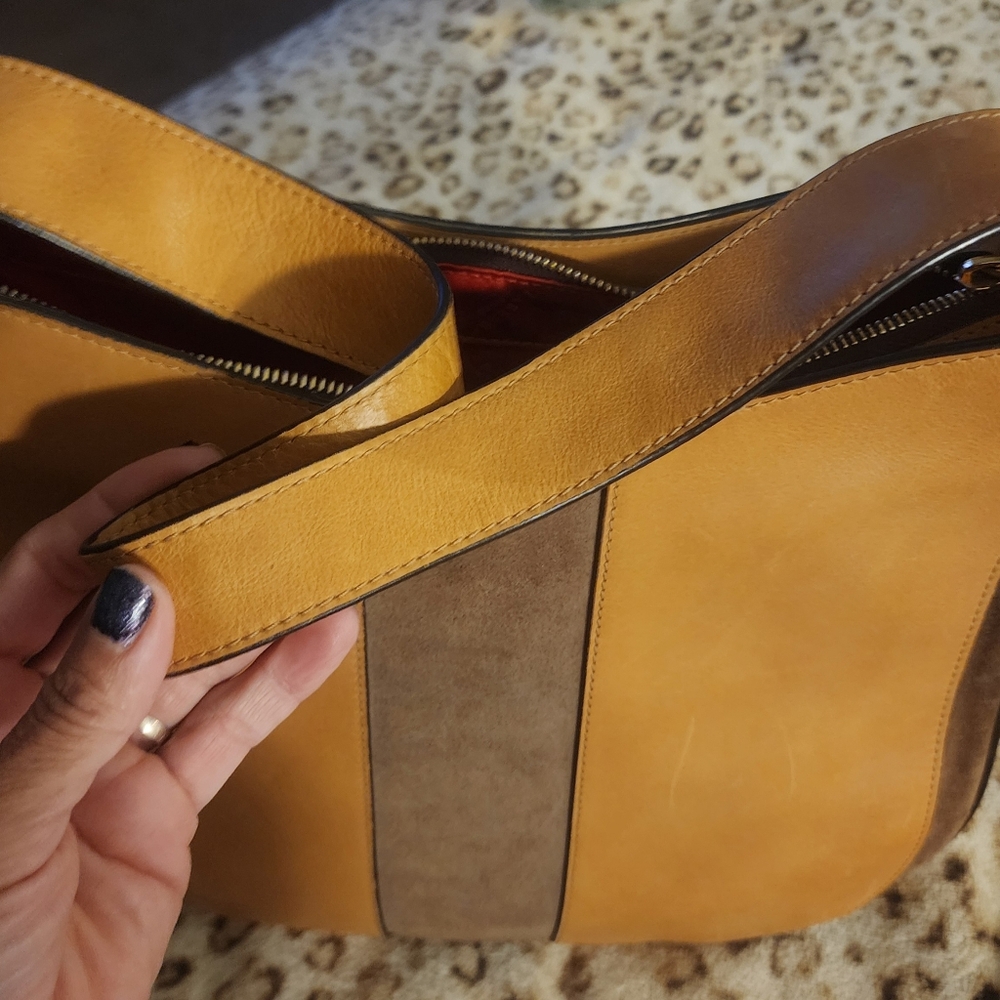 BARBARA MILANO TWO TONED SUEDE HOBO BAG